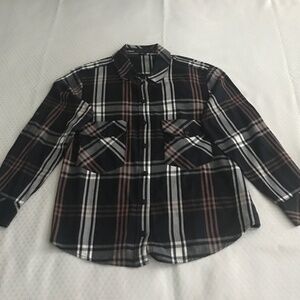 Sanctuary Women’s Petite Plaid L/S “BOYFRIEND” Button Down Shirt (Size: SP)